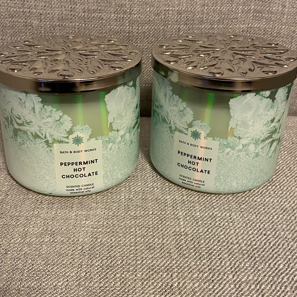 2 Peppermint Hot Chocolate BBW 3 Wick Candles